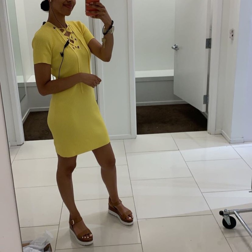 Yellow lace-up Michael Kors dress